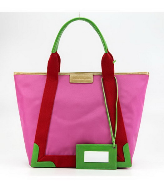 Balenciaga Canvas Tote Bag con Cuoio Fodera in fucsia